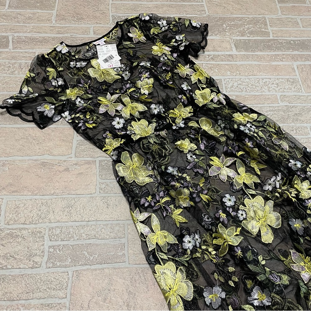 LuLaRoe Deanne II NWT dress overlay black yellow purple medium M